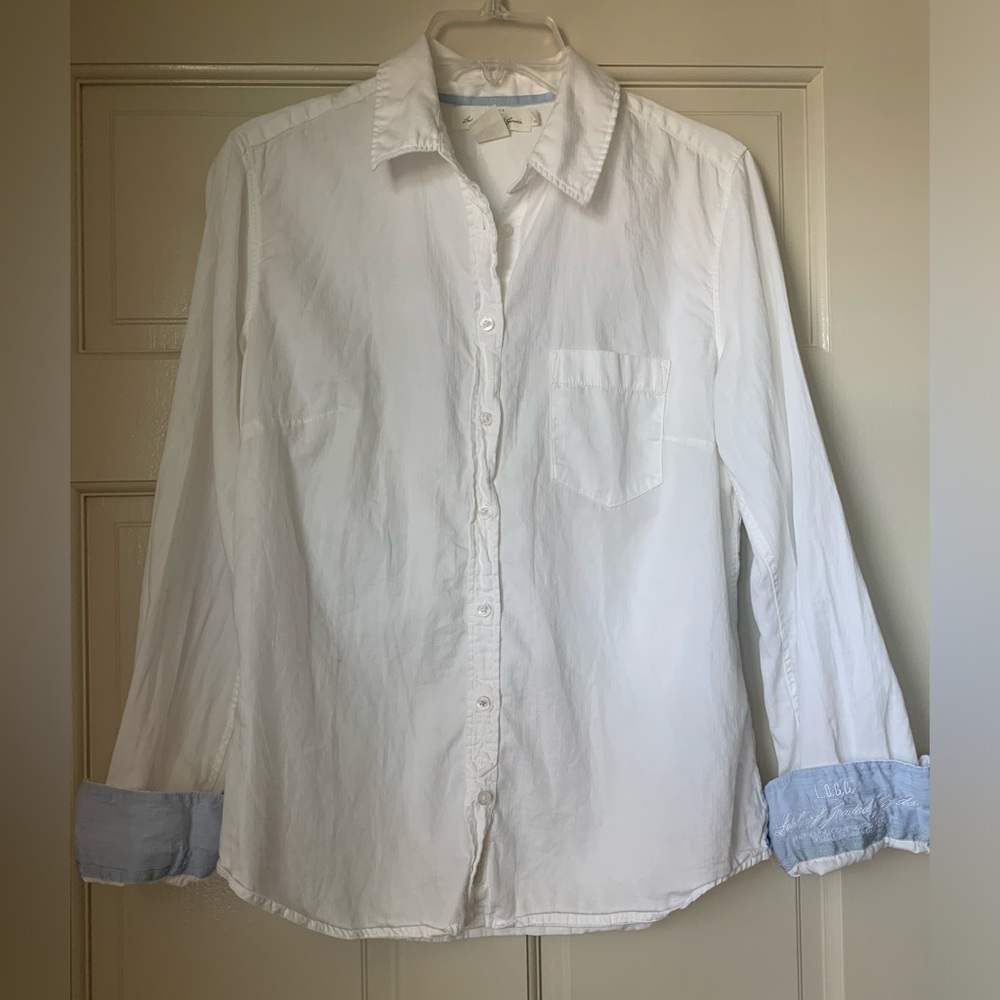 H & M White button down with blue accents.